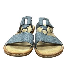 Rieker Strappy Velcro Sandals Tan Gray Size 37 EUC